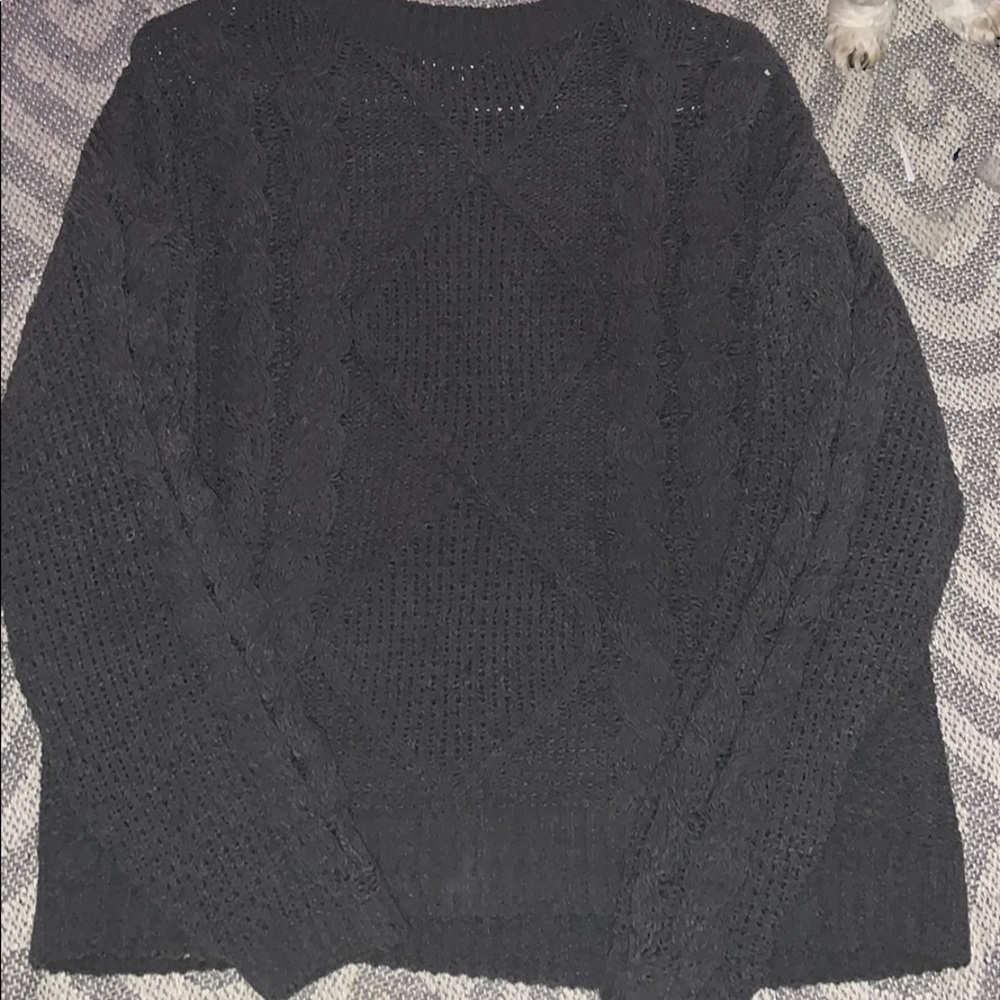 Gray cable knit sweater